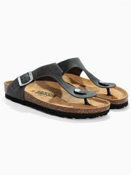 BACKSUN Skórzane japonki "Singapore" w kolorze szarym rozmiar: 41. Szare klapki Backsun, bez wzorów, z otwartym noskiem, bez obcasa. Za 130.99 zł.