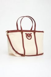 Torebka Miranda Shopper Classic Canvas PINKO. Brązowe shopper Pinko, bez wzorów, bez dodatków. W wyprzedaży za 639.20 zł.
