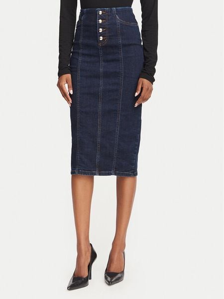 Rinascimento Spódnica jeansowa CFC0129941003 Granatowy Regular Fit. Niebieskie spódnice Rinascimento, s, bez wzorów, z bawełny. Za 524.99 zł.