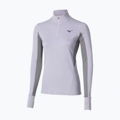 Bluza do biegania damska Mizuno Active Warm Half Zip. Niebieskie bluzy Mizuno, bez wzorów, bez kaptura. Za 370.00 zł.