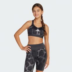 Biustonosz sportowy All Sports z nadrukiem z motywami zwierzęcymi. Brązowe koszulki sportowe Adidas, bez wzorów, bez ramiączek, na jogę i pilates, climacool (adidas). Za 139.00 zł.