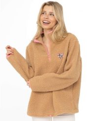 Zwillingsherz Bluza polarowa w kolorze jasnobrązowym rozmiar: L. Brązowe bluzy sportowe Zwillingsherz, l, bez wzorów, z polaru, bez kaptura. Za 134.95 zł.