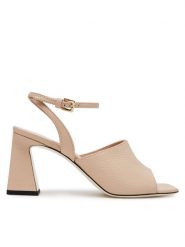 Pollini Sandały SA16077C1MTD0122 Beżowy. Brązowe sandały Pollini, bez wzorów, ze skóry, bez obcasa, na słupku, bez zapięcia. Za 1,299.00 zł.
