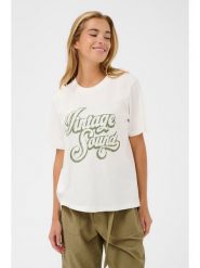 Kaffe Koszulka w kolorze białym rozmiar: S. Białe bluzki Kaffe, s, bez wzorów, z bawełny, bez kołnierzyka, bez ramiączek. Za 78.99 zł.