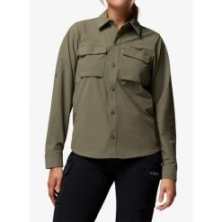 Koszula turystyczna damska Columbia Silver Ridge Elite Long Sleeve Woven. Zielone koszule Columbia, bez wzorów, sportowe, bez kołnierzyka, bez ramiączek. Za 414.69 zł.