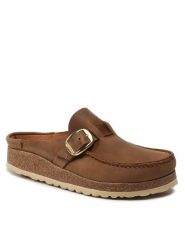 Birkenstock Klapki Buckley 1024028 Brązowy. Brązowe klapki Birkenstock, bez wzorów, z tworzywa sztucznego, bez obcasa. Za 649.99 zł.