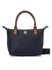 Tommy Hilfiger Torebka Popette Mini Tote AW0AW17709 Granatowy. Niebieskie torebki klasyczne TOMMY HILFIGER, bez wzorów, z materiału, bez dodatków. Za 389.99 zł.
