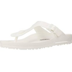 Japonki damskie Birkenstock Gizeh. Białe klapki Birkenstock, bez wzorów, z materiału, bez obcasa. Za 344.00 zł.