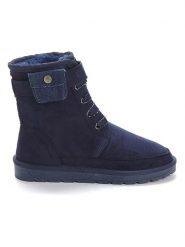 ISLAND BOOT Botki zimowe "Imaan" w kolorze granatowym rozmiar: 38. Niebieskie botki Island Boot, na zimę, z aplikacjami, z materiału, z okrągłym noskiem, bez obcasa, bez zapięcia. Za 149.66 zł.