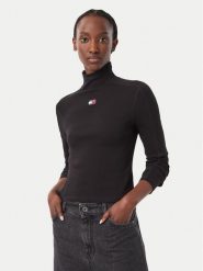 Tommy Jeans Golf DW0DW23251 Czarny Slim Fit. Czarne golfy Tommy Jeans, s, bez wzorów, z bawełny, bez ramiączek. Za 229.99 zł.