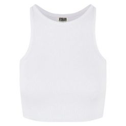Top Damski / Damski Z Prążkowanej Bawełny Organicznej. Białe topy Urban Classics, xs, bez wzorów, z bawełny, bez kołnierzyka, bez ramiączek. Za 46.99 zł.