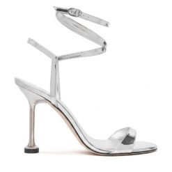 Sandały Stuart Weitzman. Szare sandały Stuart Weitzman, bez wzorów, bez obcasa, na szpilce, bez zapięcia. Za 1,609.99 zł.