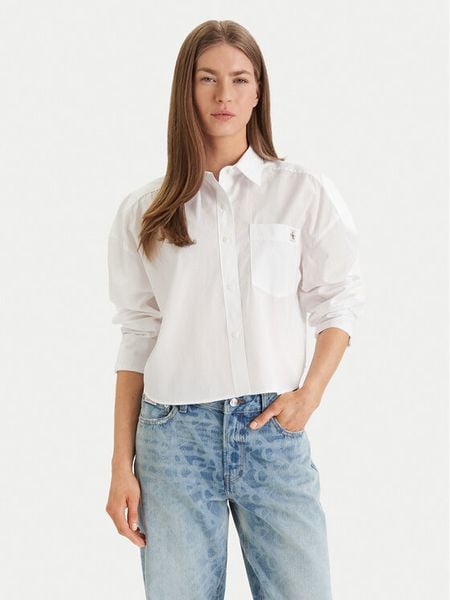 Calvin Klein Jeans Koszula LV047F148G Biały Relaxed Fit. Białe koszule Calvin Klein Jeans, xl, bez wzorów, z bawełny, bez kołnierzyka, bez ramiączek. Za 243.99 zł.