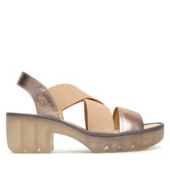 Sandały Fly London. Żółte sandały Fly London, bez wzorów, bez obcasa, na słupku, bez zapięcia. Za 505.99 zł.