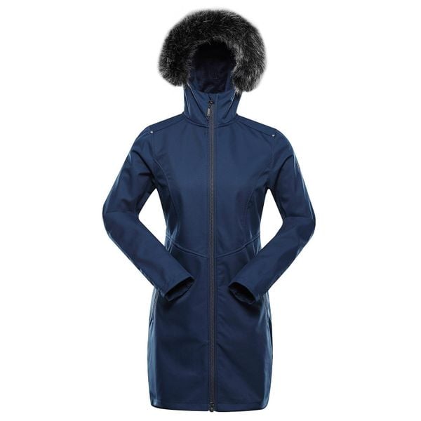 Płaszcz damski softshellowy z futerkiem Alpine Pro Ibora. Niebieskie płaszcze Alpine Pro, bez wzorów, z softshellu, bez kaptura. W wyprzedaży za 419.00 zł.