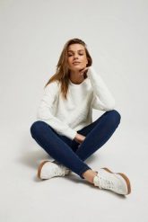Bawełniane jeansy rurki niebieskie. Niebieskie jeansy MOODO, s, bez wzorów. W wyprzedaży za 62.99 zł.