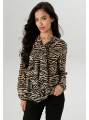 Aniston Bluzka w kolorze beżowo-czarnym rozmiar: 42. Brązowe bluzki Aniston, bez wzorów, bez kołnierzyka, bez ramiączek. Za 113.90 zł.