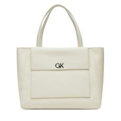 Torebka Calvin Klein. Białe shopper Calvin Klein, bez wzorów, bez dodatków. Za 359.99 zł.