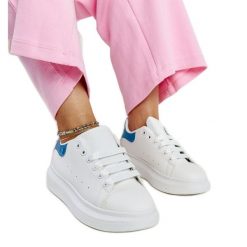 Białe sneakersy eko-skórzane Fatimah. Białe trampki bez wzorów, z gumy, bez zapięcia. Za 101.26 zł.