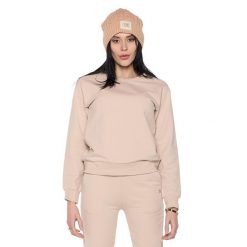 Bluza z bawełna z zamek błyskawiczny na co dzień. Brązowe bluzy LEONE 1947 APPAREL, bez wzorów, z bawełny, bez kaptura. W wyprzedaży za 136.83 zł.