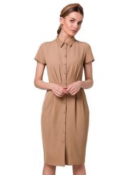Stylove Sukienka w kolorze beżowym rozmiar: L. Brązowe sukienki Stylove, l, bez wzorów, bez kołnierzyka, bez ramiączek, midi. Za 167.99 zł.