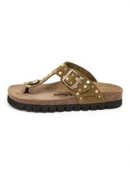 Billowy Skórzane japonki w kolorze khaki rozmiar: 39. Brązowe klapki Billowy, bez wzorów, z otwartym noskiem, bez obcasa. Za 233.95 zł.