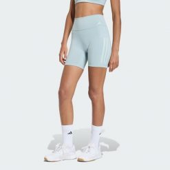 Krótkie legginsy Optime Workout 3-Stripes. Zielone legginsy Adidas, bez wzorów, z lycry, z podwyższonym stanem, na fitness i siłownię. Za 199.00 zł.