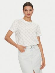 Guess T-Shirt Noemie V4YI04 I3Z14 Biały Regular Fit. Białe t-shirty Guess, xxs, z aplikacjami, z bawełny, bez kołnierzyka, bez ramiączek. Za 159.99 zł.