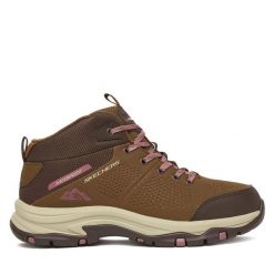 Trekkingi Skechers. Brązowe obuwie sportowe Skechers, bez zapięcia, trekkingowe. Za 479.99 zł.