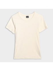 4F Koszulka w kolorze kremowym rozmiar: S. Brązowe bluzki 4f, s, bez wzorów, bez kołnierzyka, bez ramiączek. Za 37.03 zł.