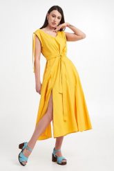 Sukienka popelinowa TWINSET ACTITUDE. Sukienki Twinset Milano, l, bez wzorów, bez kołnierzyka, bez ramiączek. W wyprzedaży za 566.57 zł.