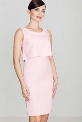 Elegancka Różowa Sukienka Na Szerokich Ramiączkach. Czerwone sukienki Katrus, m, bez wzorów, z elastanu, eleganckie, bez kołnierzyka, bez ramiączek. Za 249.00 zł.