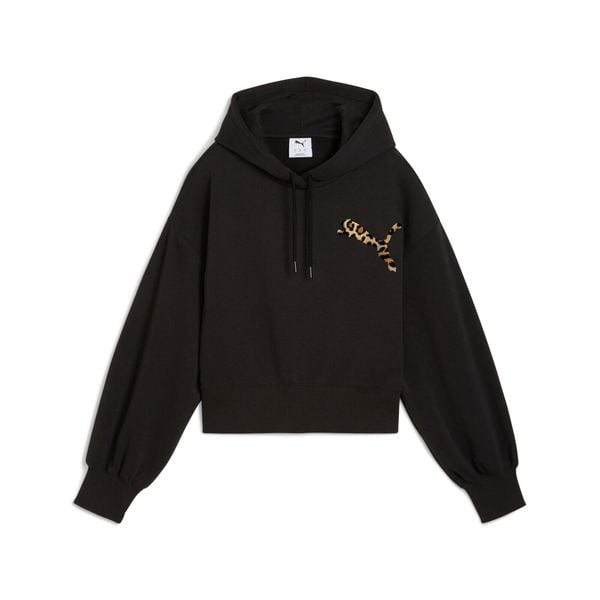 Damska bluza z kapturem crop Puma Leo Luxe Relaxed. Czarne bluzy Puma, bez wzorów, z kapturem. W wyprzedaży za 226.50 zł.