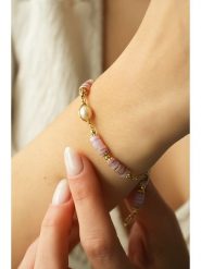 Pierres delicates Bransoletka w kolorze białym z perłami i ametystami rozmiar: onesize. Różowe bransoletki Pierres delicates, z ametystem, z mosiądzu. Za 52.99 zł.