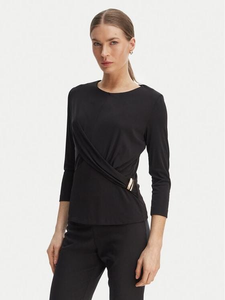 Rinascimento Bluzka CFC0127695003 Czarny Slim Fit. Czarne bluzki Rinascimento, xl, bez wzorów, z syntetyku, bez kołnierzyka, bez ramiączek. Za 263.99 zł.