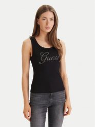 Guess Top W6GP22 K2954 Czarny Regular Fit. Czarne topy Guess, m, z aplikacjami, z syntetyku, bez kołnierzyka, bez ramiączek. Za 189.99 zł.