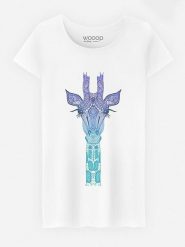 WOOOP Koszulka "Giraffe Mint" w kolorze białym rozmiar: L. Białe bluzki Wooop, l, bez wzorów, z bawełny, bez kołnierzyka, bez ramiączek. Za 52.79 zł.