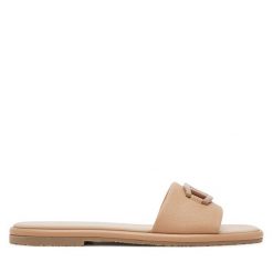 Klapki Aigner. Brązowe klapki Aigner, bez wzorów, bez obcasa. Za 849.99 zł.