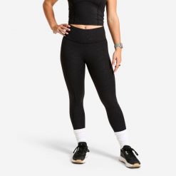 Legginsy sportowe damskie Domyos wysoki stan. Niebieskie legginsy DOMYOS, l, bez wzorów, z lycry, z podwyższonym stanem, długie. Za 119.99 zł.