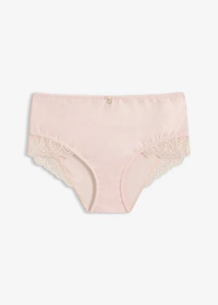 Figi maxi panty z miękkiej mikrofibry. Czerwone figi bonprix, bez wzorów, z koronki. Za 42.99 zł.