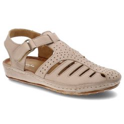 Beżowe Sandały Maciejka Skórzane Buty Damskie. Brązowe sandały Maciejka, bez wzorów, ze skóry, bez obcasa, bez zapięcia. Za 314.99 zł.