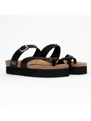 Sunbay Klapki "Acheron" w kolorze czarnym na koturnie rozmiar: 38. Czarne klapki Sunbay, bez wzorów, z otwartym noskiem, bez obcasa, na koturnie. Za 189.95 zł.