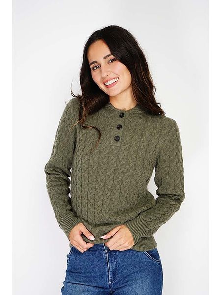 C& Jo Sweter w kolorze khaki rozmiar: 34. Brązowe swetry C& Jo, bez wzorów, bez ramiączek. Za 150.95 zł.