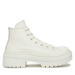 Trzewiki Converse. Białe botki Converse, bez wzorów, bez obcasa, na płaskiej podeszwie, bez zapięcia. Za 419.99 zł.