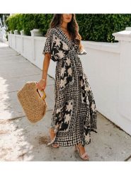 Milan Kiss Sukienka w kolorze beżowo-czarnym rozmiar: XL. Brązowe sukienki Milan Kiss, na imprezę, xl, bez wzorów, bez kołnierzyka, bez ramiączek, maxi. Za 194.95 zł.