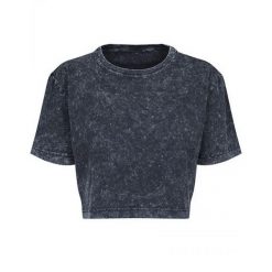 Koszulka Damska Acid Wash Crop T-shirt. Białe t-shirty BUILD YOUR BRAND, m, bez wzorów, bez kołnierzyka, bez ramiączek. Za 73.99 zł.