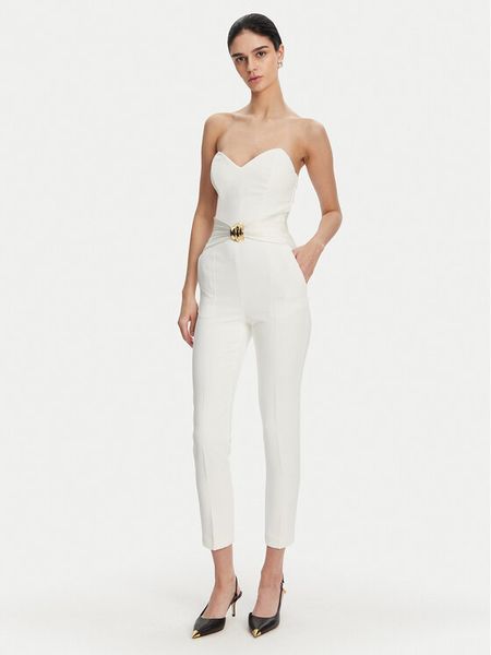 Elisabetta Franchi Kombinezon TU-039-51E2 Biały Regular Fit. Białe sukienki Elisabetta Franchi, bez wzorów, z syntetyku, bez kołnierzyka, bez ramiączek. Za 1,119.99 zł.
