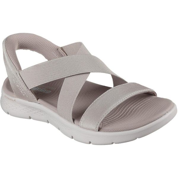 Sandały SKECHERS GO WALK FLEX SANDAL GLIMM Beżowy. Brązowe sandały Skechers, bez wzorów, z materiału, bez obcasa, bez zapięcia. Za 390.00 zł.