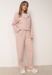 Różowy Klasyczny Komplet Dresowy Spodnie i Rozsuwana Bluza z Kapturem Minerena. Czerwone bluzy Born2be, l, bez wzorów, z dresówki, z kapturem. Za 179.99 zł.