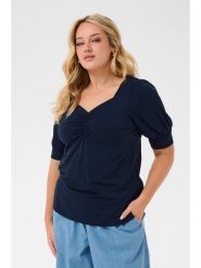 KAFFE curve Koszulka w kolorze granatowym rozmiar: XL. Niebieskie bluzki KAFFE curve, xl, bez wzorów, bez kołnierzyka, bez ramiączek. Za 86.99 zł.